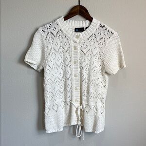White Knit Short Sleeve Sweater